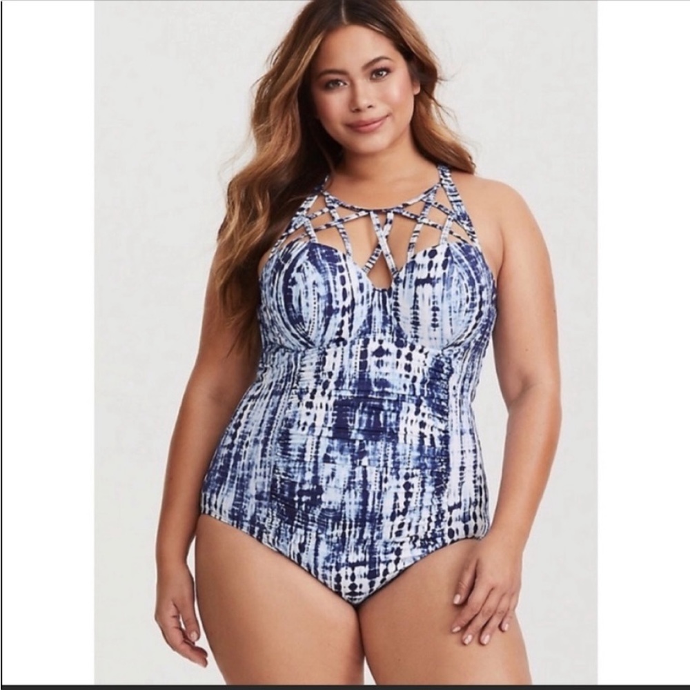 NWOT torrid caged front tie dye swimsuit